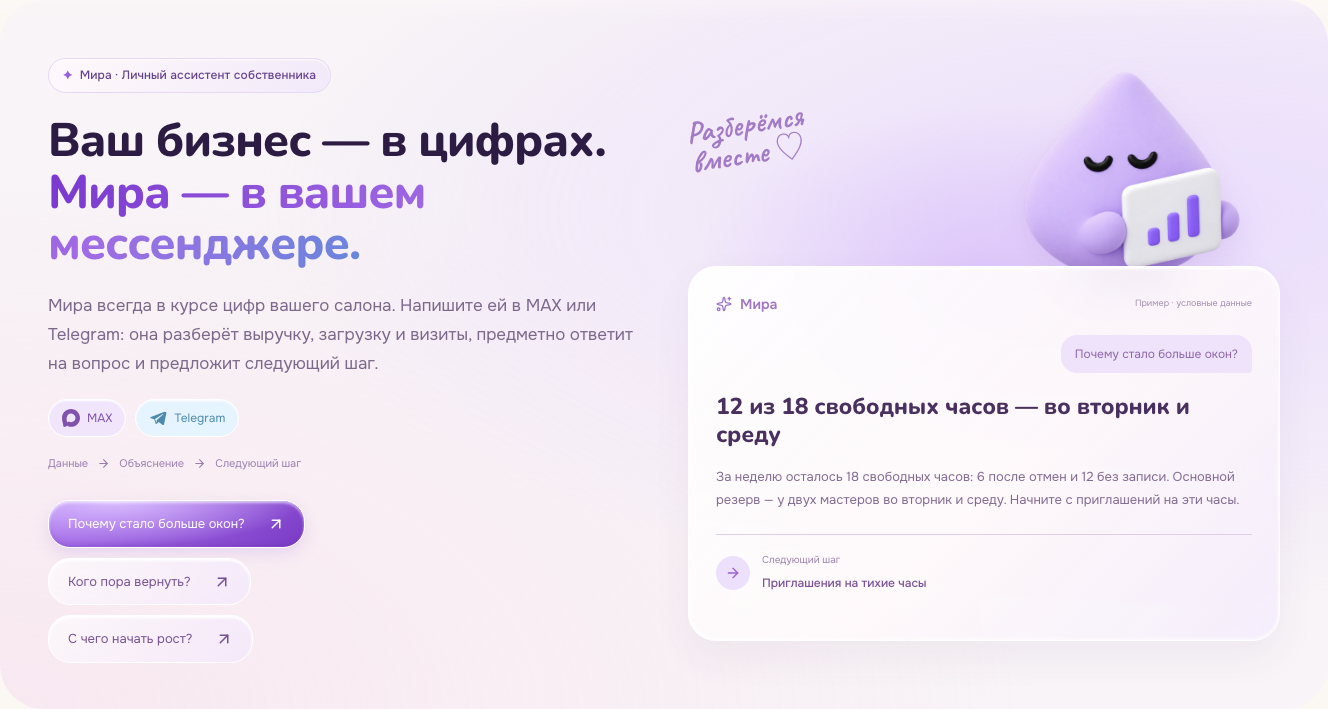 Демонстрационный разговор на сайте, не личная переписка клиента